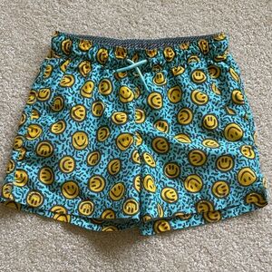 art class Teal Swim Trunks with Yellow Smiley Print